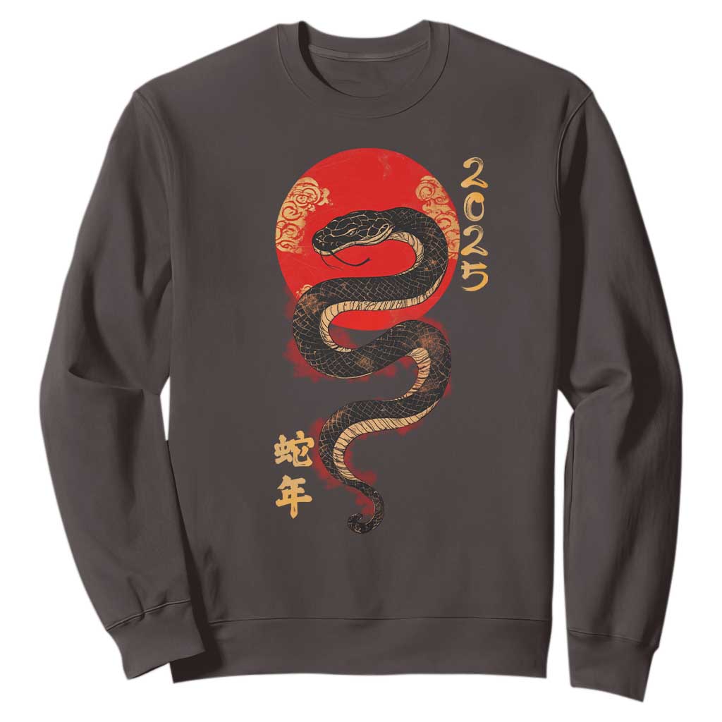Year Of The Snake 2025 Sweatshirt Lunar New Year Chinese Snake TS09 Dark Chocolate Print Your Wear