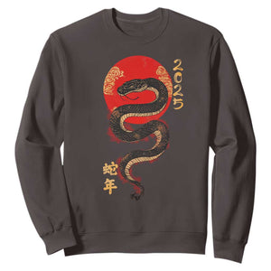 Year Of The Snake 2025 Sweatshirt Lunar New Year Chinese Snake TS09 Dark Chocolate Print Your Wear