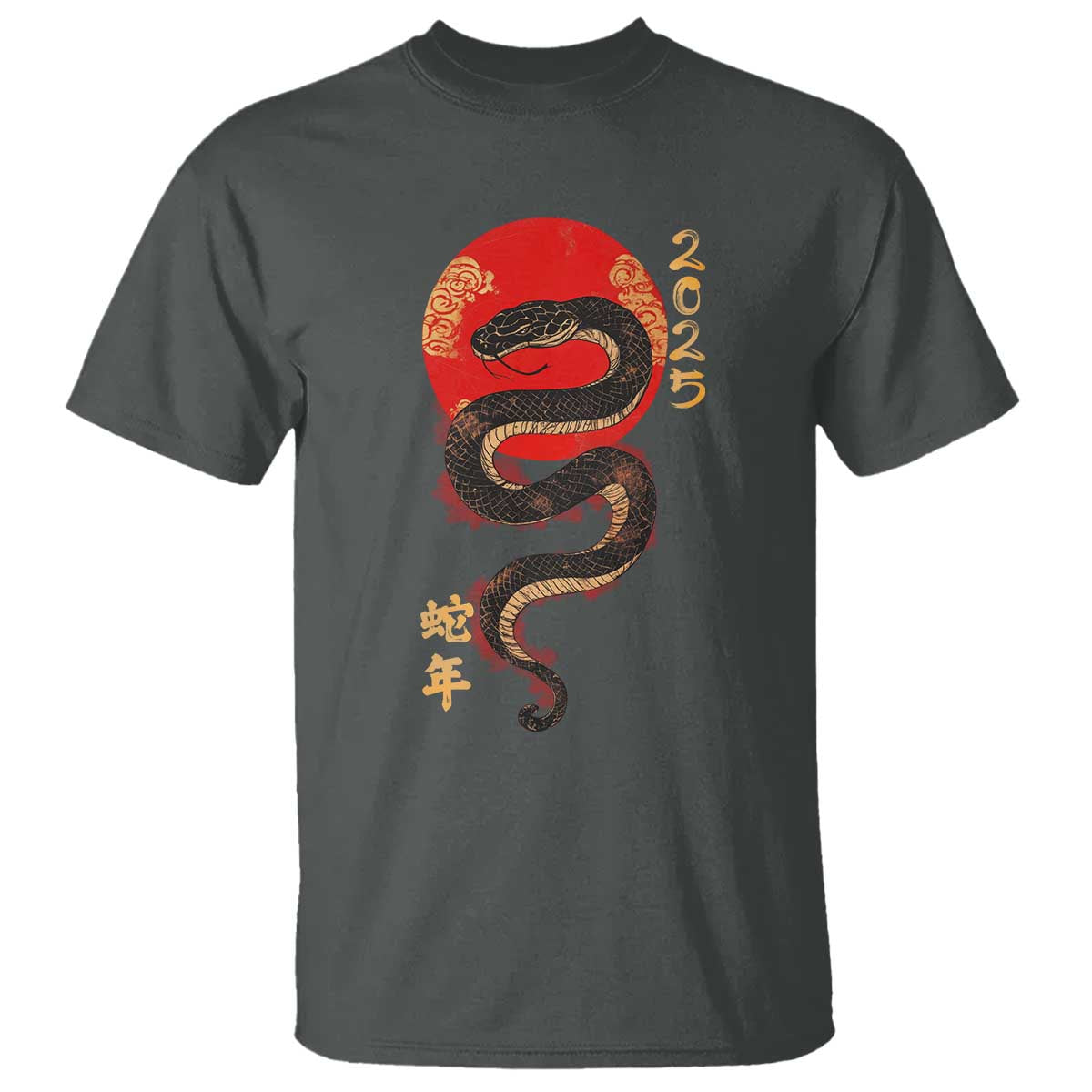 Year Of The Snake 2025 T Shirt Lunar New Year Chinese Snake TS09 Dark Heather Print Your Wear