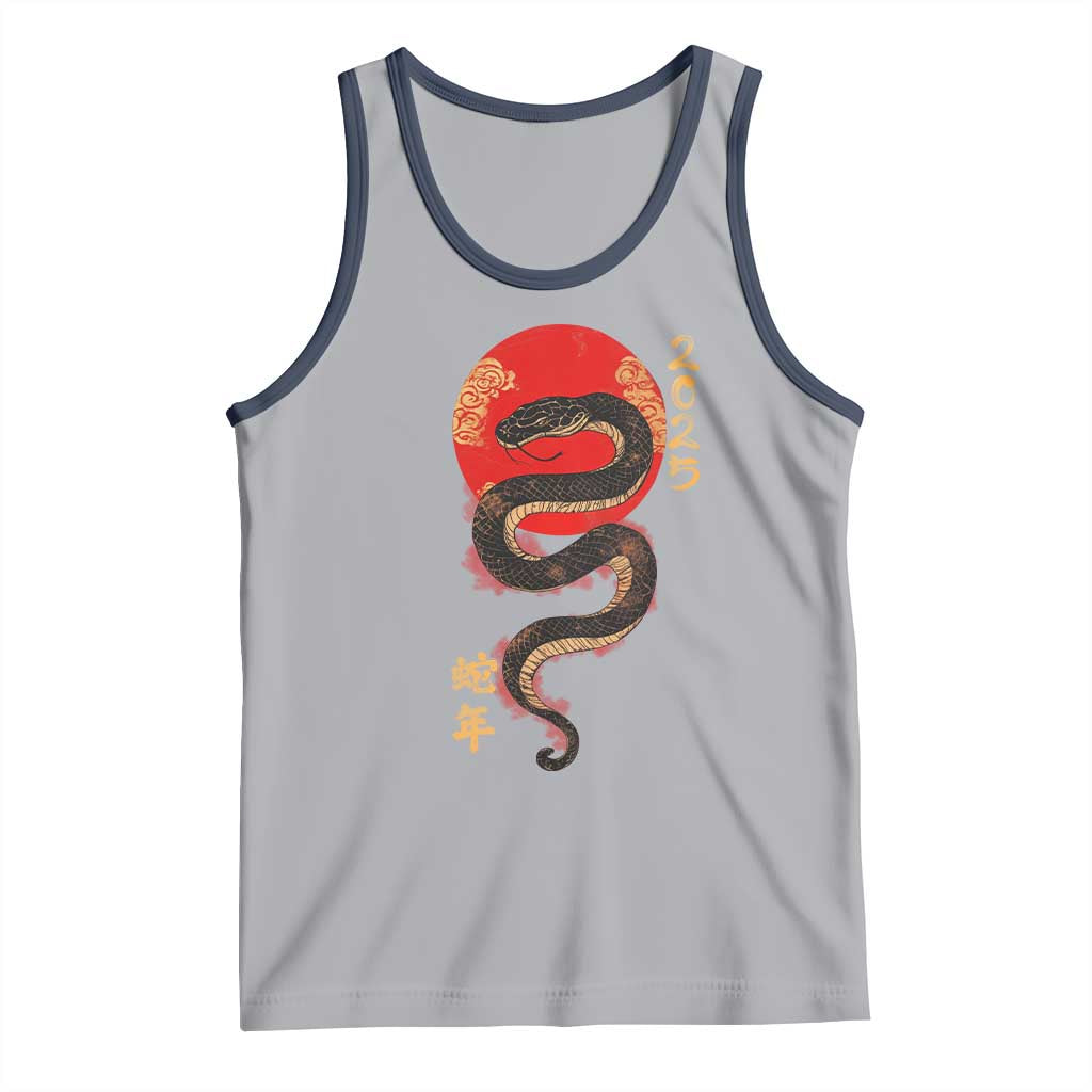 Year Of The Snake 2025 Tank Top Lunar New Year Chinese Snake TS09 Athletic Heather Navy Print Your Wear