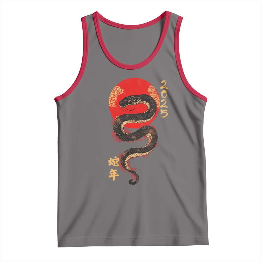 Year Of The Snake 2025 Tank Top Lunar New Year Chinese Snake TS09 Deep Heather Red Print Your Wear