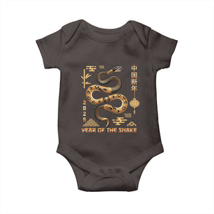 Lunar New Year 2025 Baby Onesie Year Of The Snake 2025 Chinese China TS09 Dark Chocolate Print Your Wear