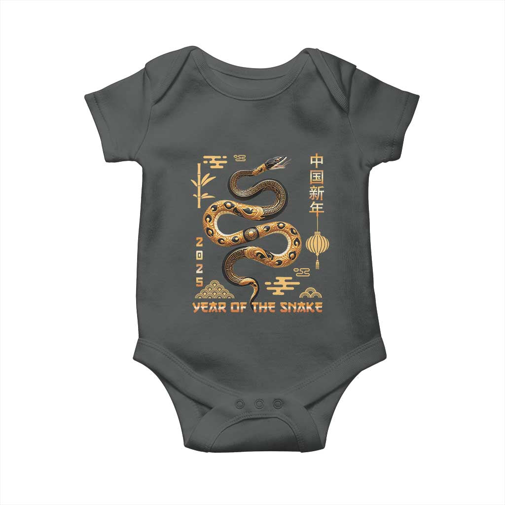 Lunar New Year 2025 Baby Onesie Year Of The Snake 2025 Chinese China TS09 Dark Heather Print Your Wear