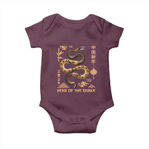 Lunar New Year 2025 Baby Onesie Year Of The Snake 2025 Chinese China TS09 Maroon Print Your Wear
