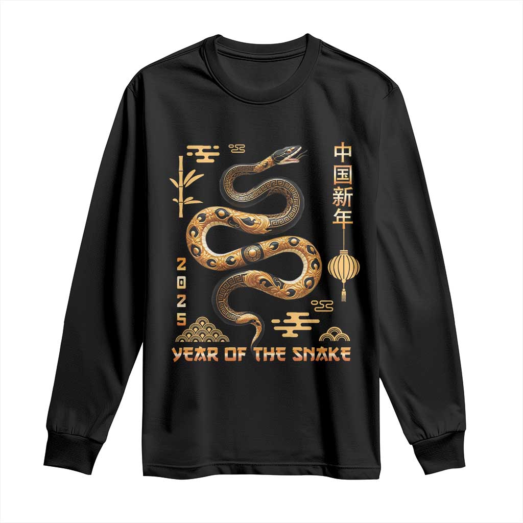 Lunar New Year 2025 Long Sleeve Shirt Year Of The Snake 2025 Chinese China TS09 Black Print Your Wear