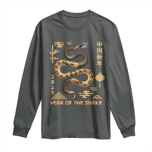 Lunar New Year 2025 Long Sleeve Shirt Year Of The Snake 2025 Chinese China TS09 Dark Heather Print Your Wear