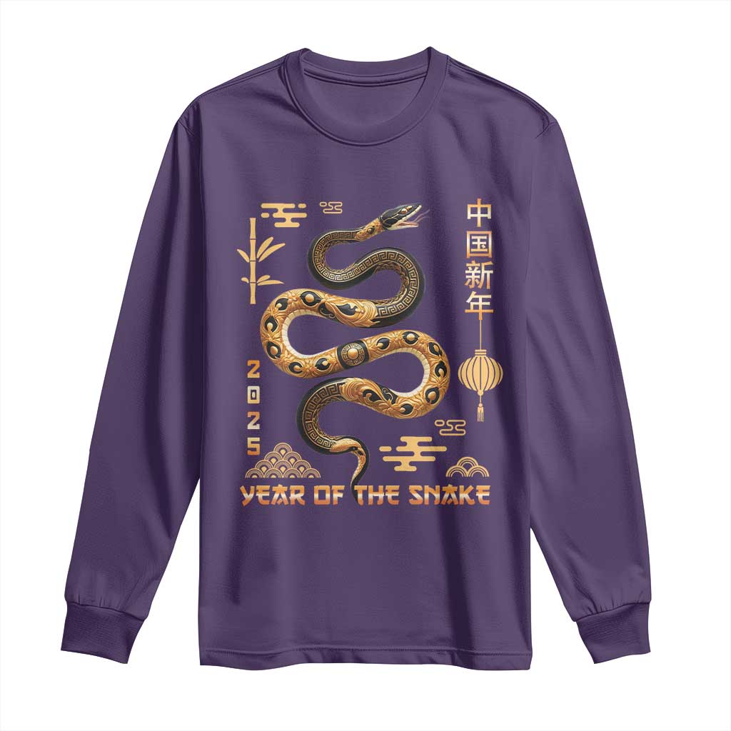 Lunar New Year 2025 Long Sleeve Shirt Year Of The Snake 2025 Chinese China TS09 Purple Print Your Wear