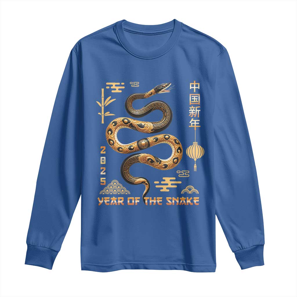 Lunar New Year 2025 Long Sleeve Shirt Year Of The Snake 2025 Chinese China TS09 Royal Blue Print Your Wear