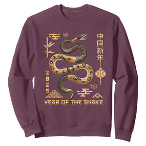 Lunar New Year 2025 Sweatshirt Year Of The Snake 2025 Chinese China TS09 Maroon Print Your Wear