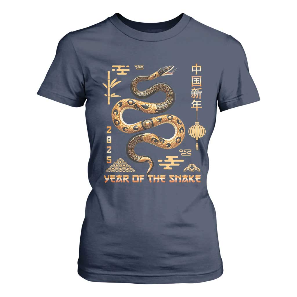 Lunar New Year 2025 T Shirt For Women Year Of The Snake 2025 Chinese China TS09 Navy Print Your Wear