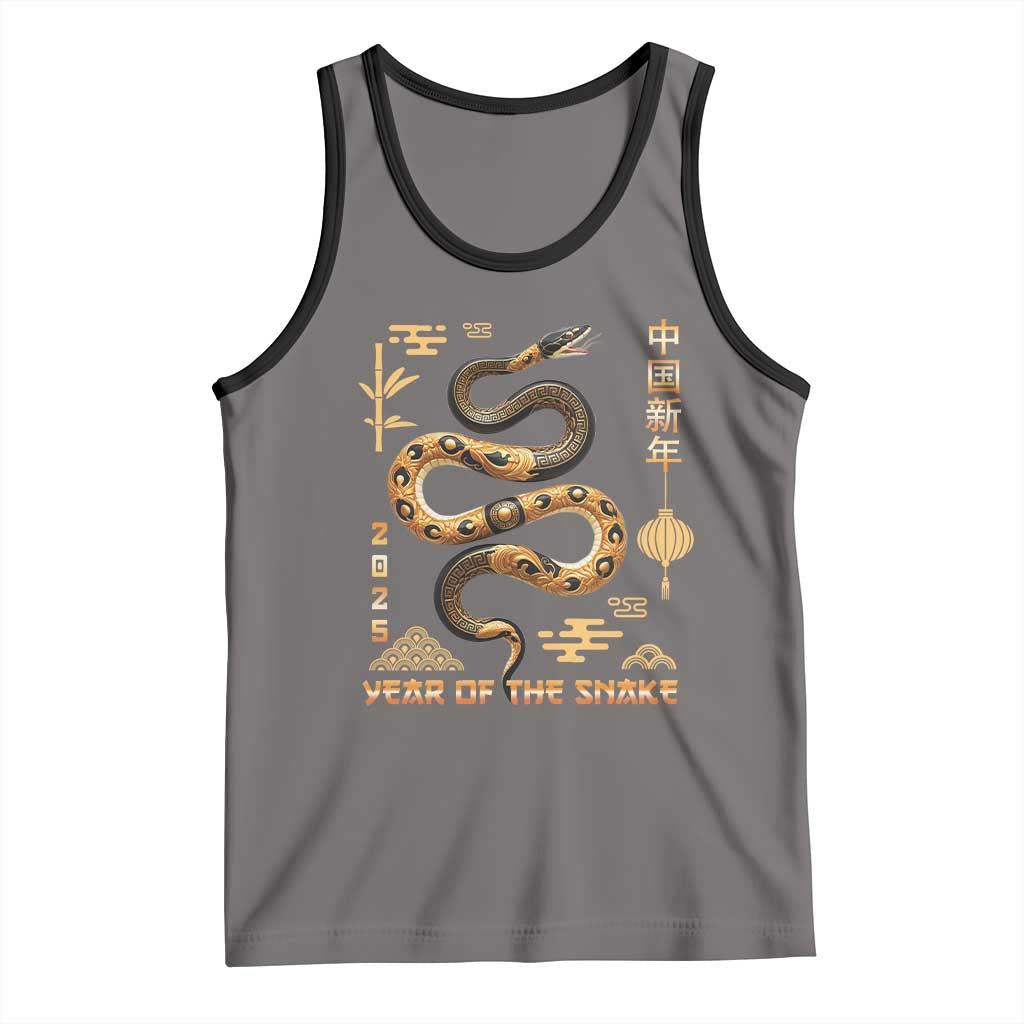 Lunar New Year 2025 Tank Top Year Of The Snake 2025 Chinese China TS09 Deep Heather Black Print Your Wear