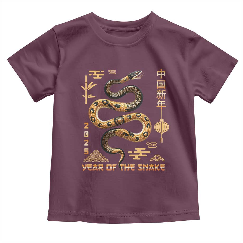 Lunar New Year 2025 Toddler T Shirt Year Of The Snake 2025 Chinese China TS09 Maroon Print Your Wear