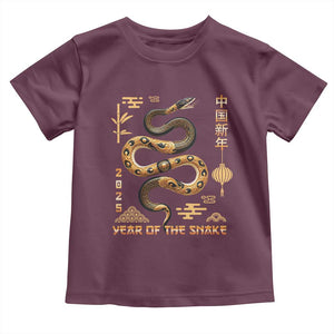 Lunar New Year 2025 Toddler T Shirt Year Of The Snake 2025 Chinese China TS09 Maroon Print Your Wear