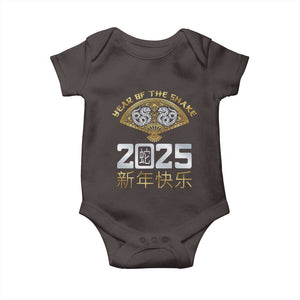 Year Of The Snake 2025 Baby Onesie Happy New Year Chinese China TS09 Dark Chocolate Print Your Wear