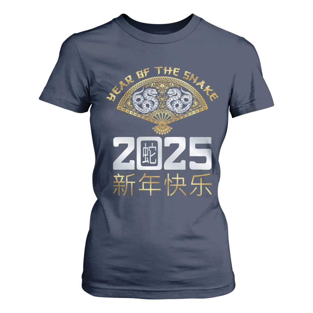 Year Of The Snake 2025 T Shirt For Women Happy New Year Chinese China TS09 Navy Print Your Wear