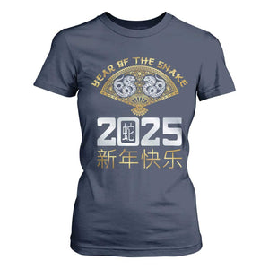 Year Of The Snake 2025 T Shirt For Women Happy New Year Chinese China TS09 Navy Print Your Wear