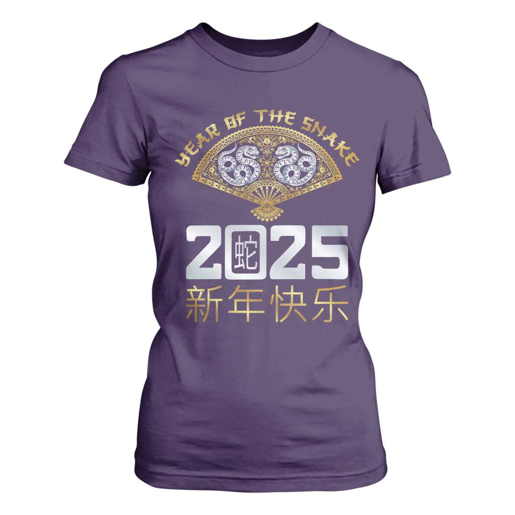 Year Of The Snake 2025 T Shirt For Women Happy New Year Chinese China TS09 Purple Print Your Wear