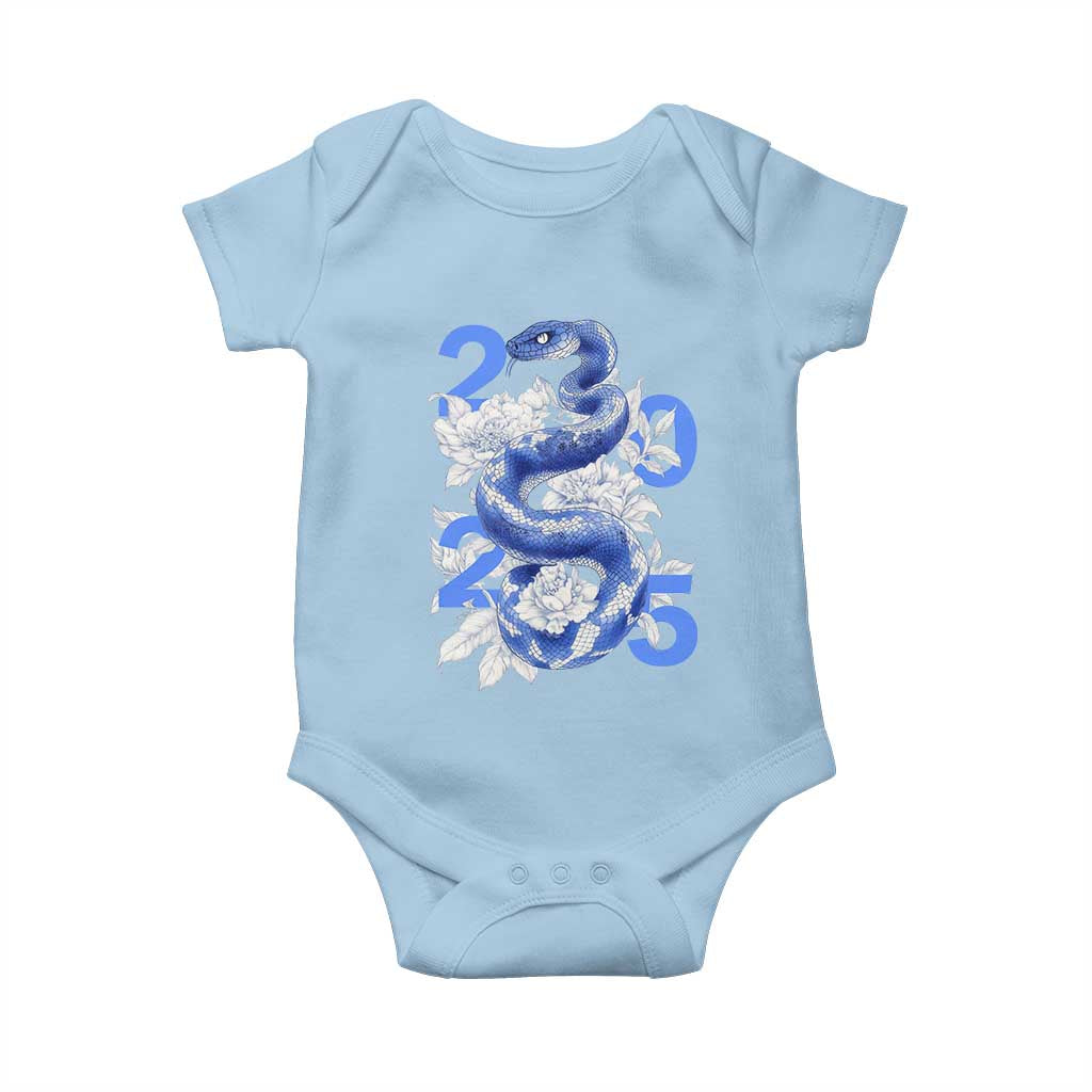 Year Of The Snake 2025 Baby Onesie Chinese New Year Blue Snake TS09 Light Blue Print Your Wear