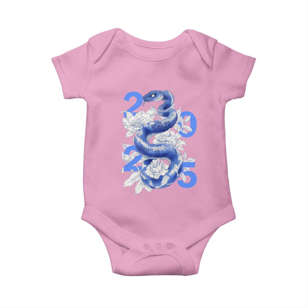 Year Of The Snake 2025 Baby Onesie Chinese New Year Blue Snake TS09 Light Pink Print Your Wear