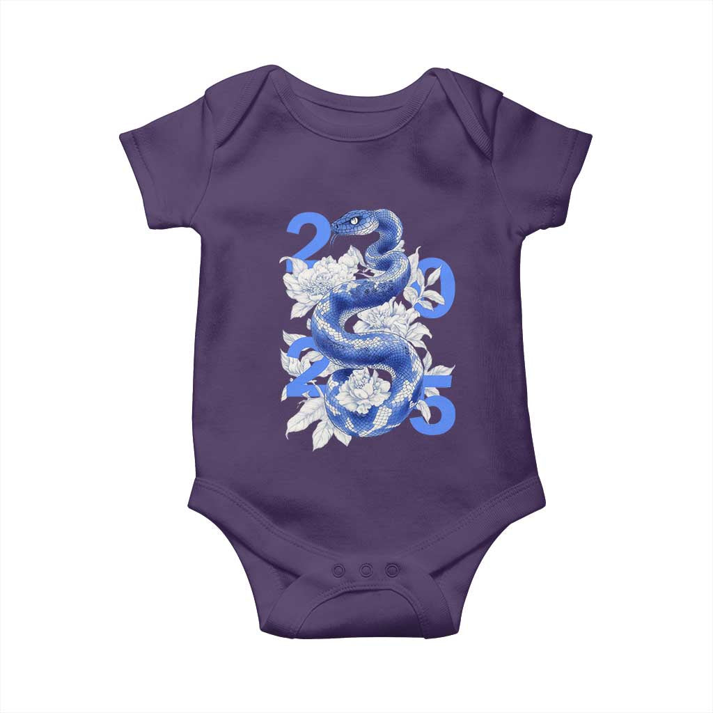 Year Of The Snake 2025 Baby Onesie Chinese New Year Blue Snake TS09 Purple Print Your Wear