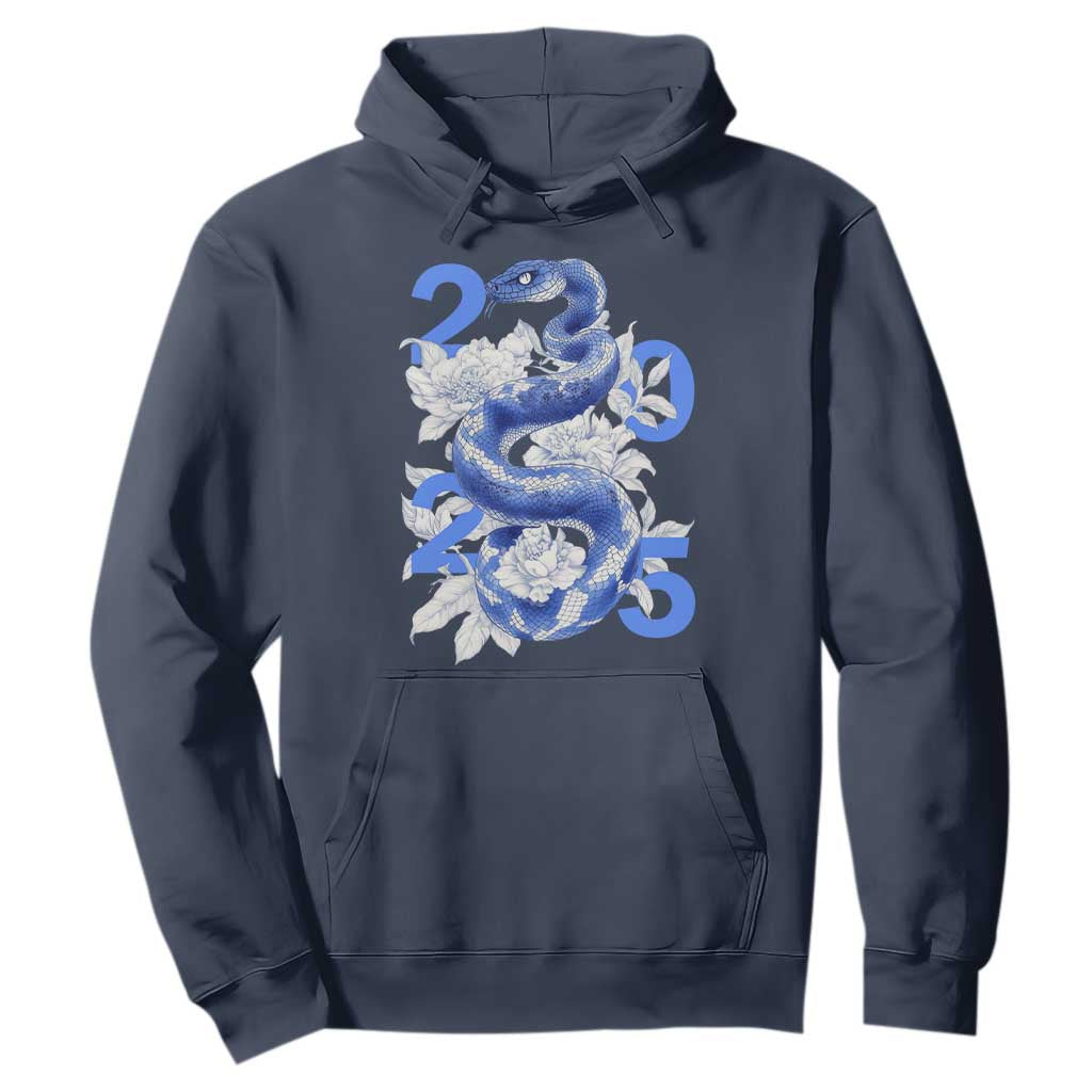Year Of The Snake 2025 Hoodie Chinese New Year Blue Snake TS09 Navy Print Your Wear