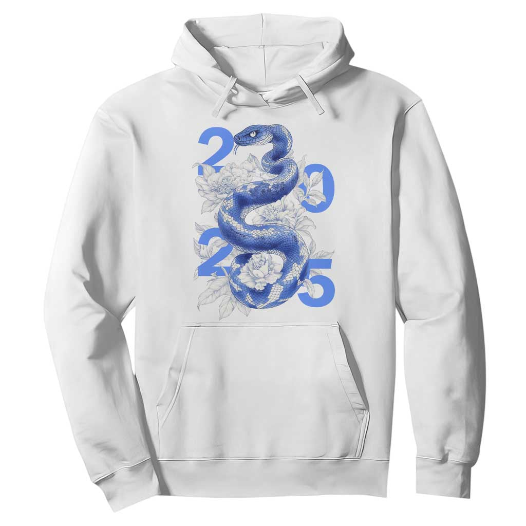 Year Of The Snake 2025 Hoodie Chinese New Year Blue Snake TS09 White Print Your Wear