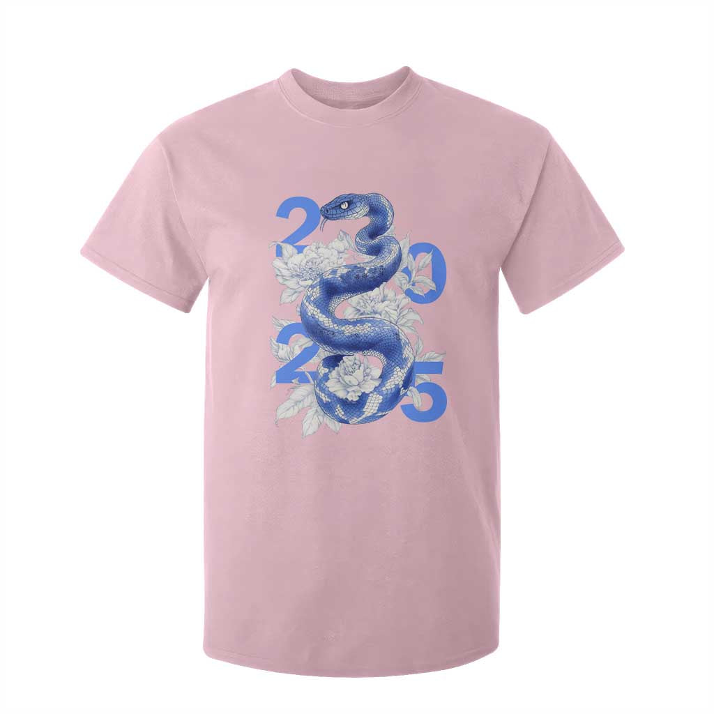 Year Of The Snake 2025 T Shirt For Kid Chinese New Year Blue Snake TS09 Light Pink Print Your Wear