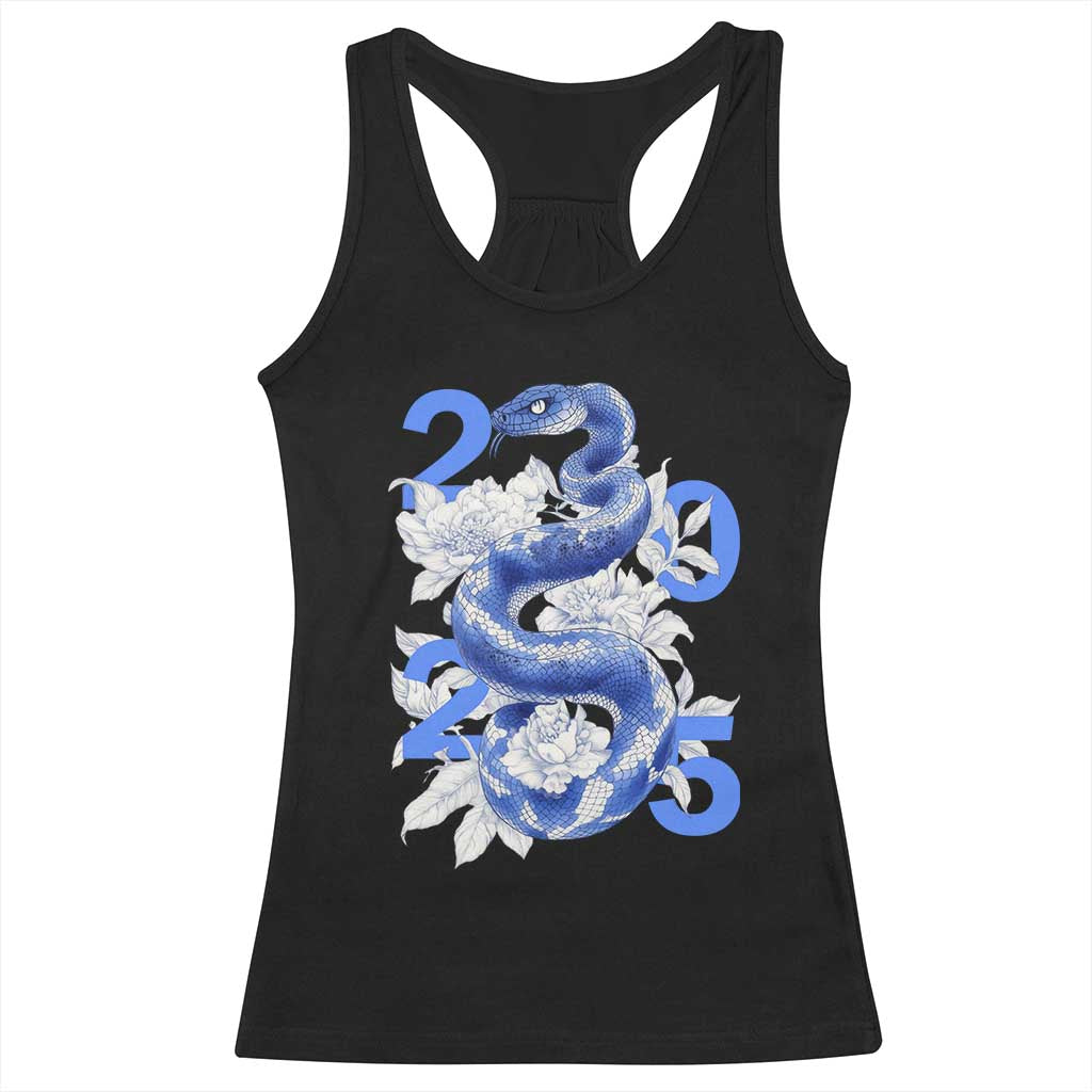 Year Of The Snake 2025 Racerback Tank Top Chinese New Year Blue Snake TS09 Black Print Your Wear