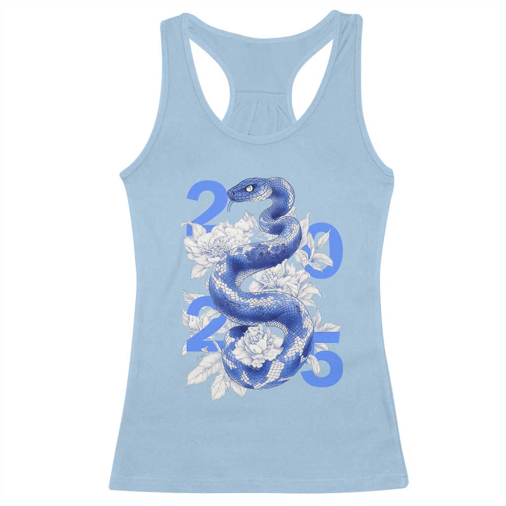 Year Of The Snake 2025 Racerback Tank Top Chinese New Year Blue Snake TS09 Light Blue Print Your Wear