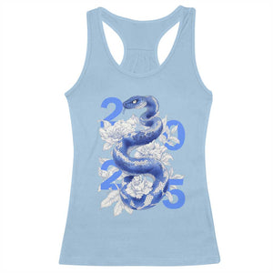 Year Of The Snake 2025 Racerback Tank Top Chinese New Year Blue Snake TS09 Light Blue Print Your Wear