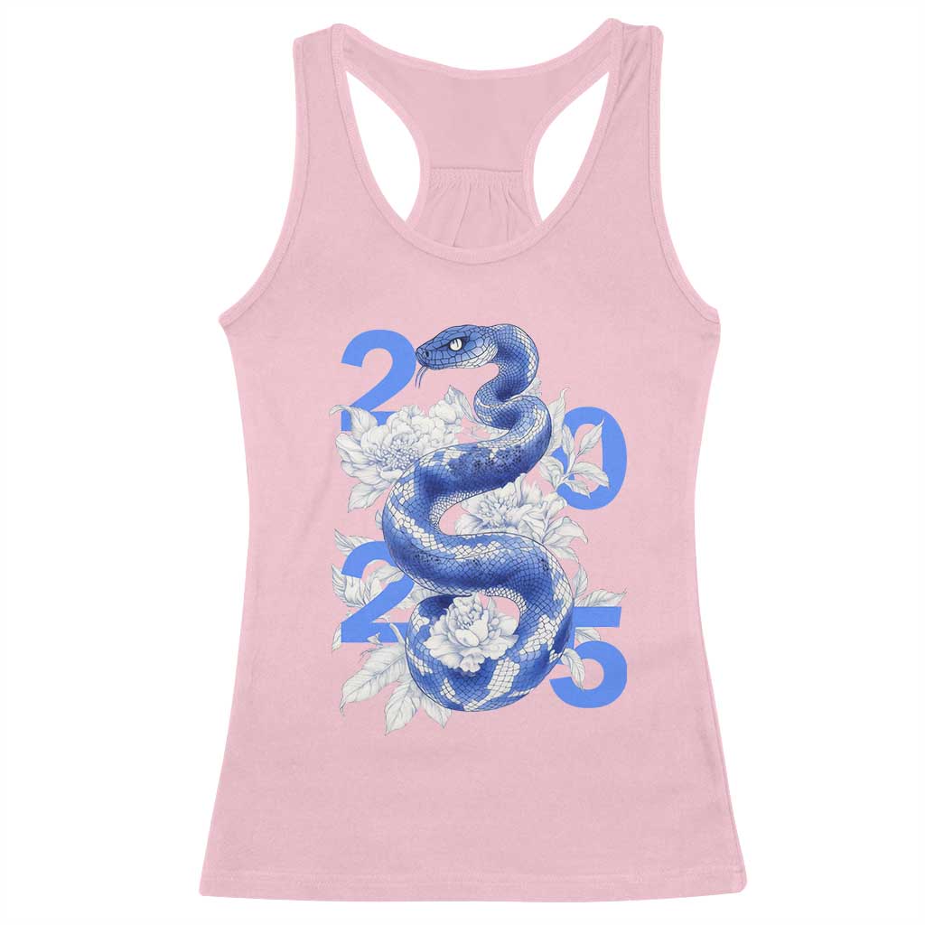 Year Of The Snake 2025 Racerback Tank Top Chinese New Year Blue Snake TS09 Light Pink Print Your Wear