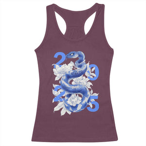 Year Of The Snake 2025 Racerback Tank Top Chinese New Year Blue Snake TS09 Maroon Print Your Wear