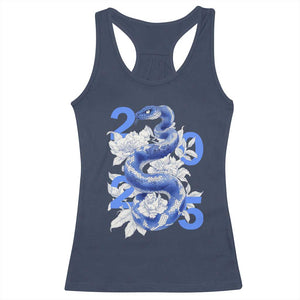 Year Of The Snake 2025 Racerback Tank Top Chinese New Year Blue Snake TS09 Navy Print Your Wear