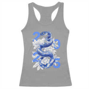 Year Of The Snake 2025 Racerback Tank Top Chinese New Year Blue Snake TS09 Sport Gray Print Your Wear