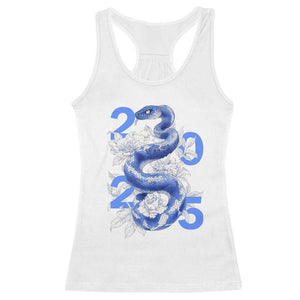 Year Of The Snake 2025 Racerback Tank Top Chinese New Year Blue Snake TS09 White Print Your Wear