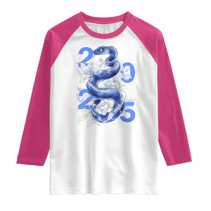 Year Of The Snake 2025 Raglan Shirt Chinese New Year Blue Snake TS09 White Heliconia Print Your Wear