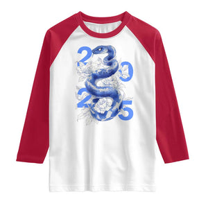 Year Of The Snake 2025 Raglan Shirt Chinese New Year Blue Snake TS09 White Red Print Your Wear