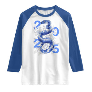 Year Of The Snake 2025 Raglan Shirt Chinese New Year Blue Snake TS09 White Royal Print Your Wear