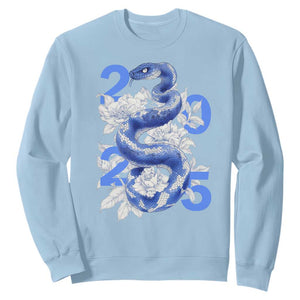 Year Of The Snake 2025 Sweatshirt Chinese New Year Blue Snake TS09 Light Blue Print Your Wear