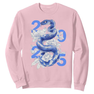 Year Of The Snake 2025 Sweatshirt Chinese New Year Blue Snake TS09 Light Pink Print Your Wear