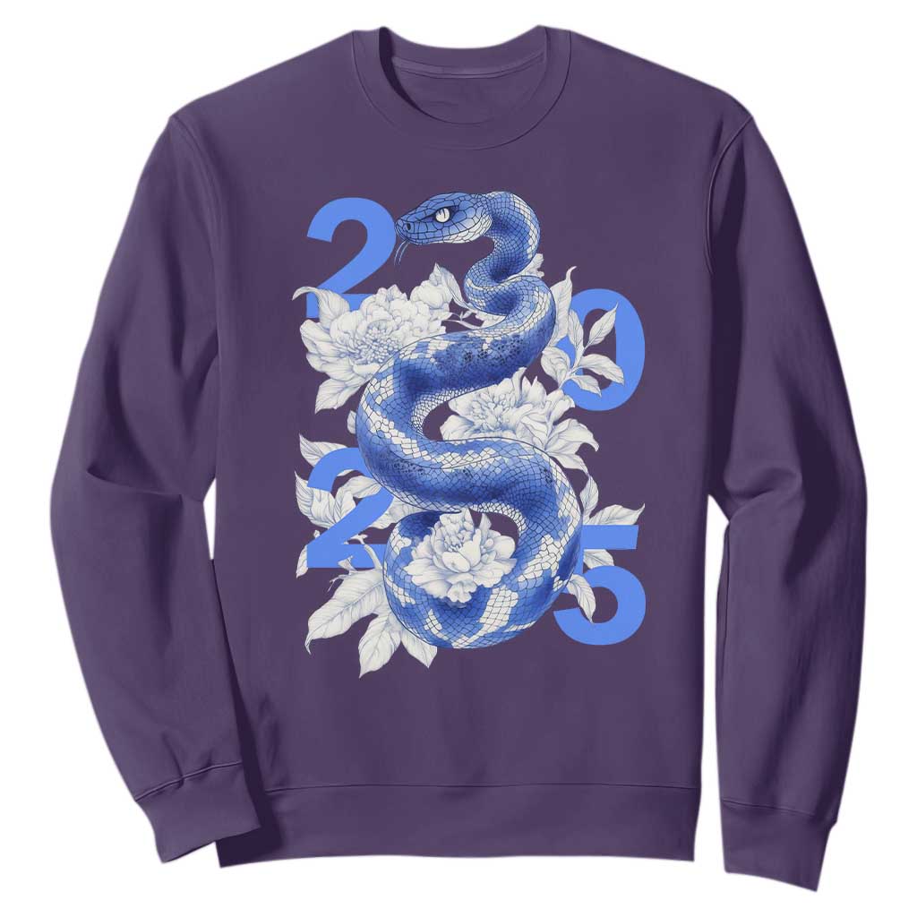 Year Of The Snake 2025 Sweatshirt Chinese New Year Blue Snake TS09 Purple Print Your Wear