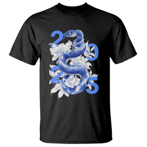 Year Of The Snake 2025 T Shirt Chinese New Year Blue Snake TS09 Black Print Your Wear