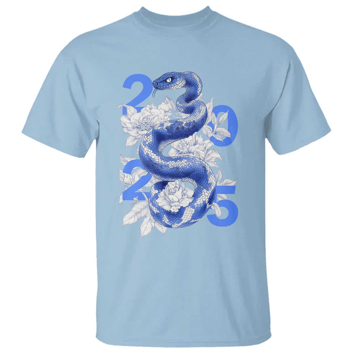 Year Of The Snake 2025 T Shirt Chinese New Year Blue Snake TS09 Light Blue Print Your Wear