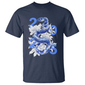 Year Of The Snake 2025 T Shirt Chinese New Year Blue Snake TS09 Navy Print Your Wear