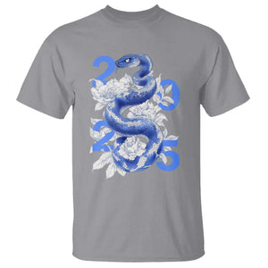 Year Of The Snake 2025 T Shirt Chinese New Year Blue Snake TS09 Sport Gray Print Your Wear