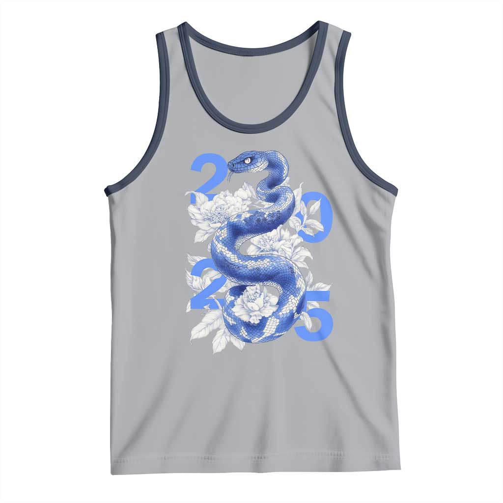Year Of The Snake 2025 Tank Top Chinese New Year Blue Snake TS09 Athletic Heather Navy Print Your Wear