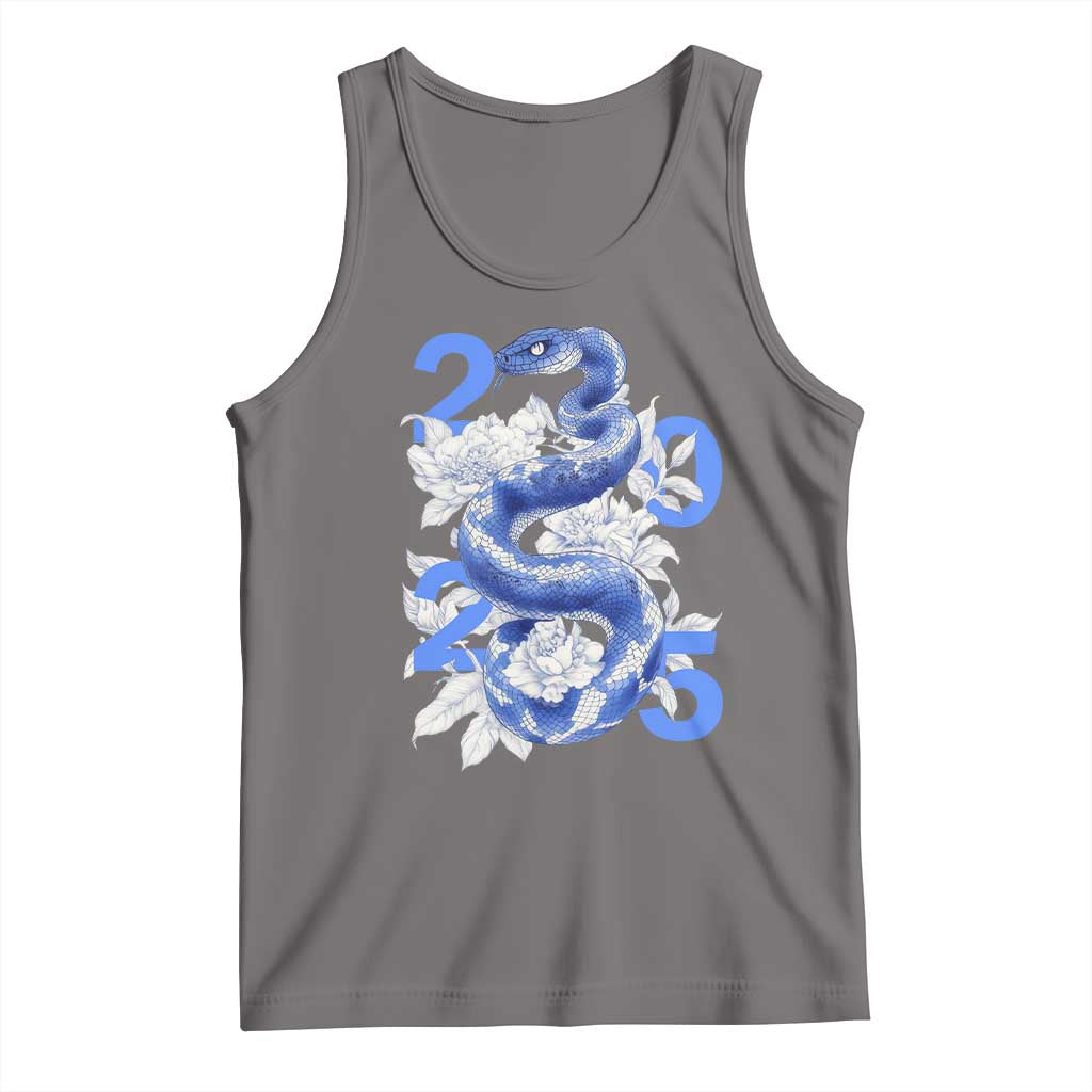 Year Of The Snake 2025 Tank Top Chinese New Year Blue Snake TS09 Deep Heather Print Your Wear