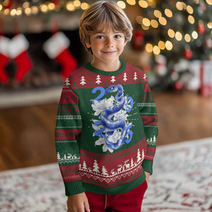 Year Of The Snake 2025 Ugly Christmas Sweater Chinese New Year Blue Snake TS09 Christmas Print Your Wear
