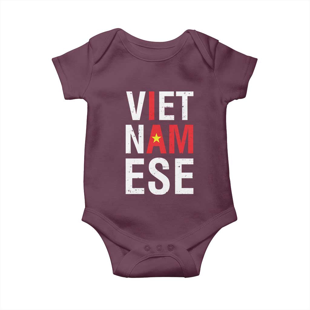 I Am Vietnamese Baby Onesie Viet Nam Flag Pride TS09 Maroon Print Your Wear