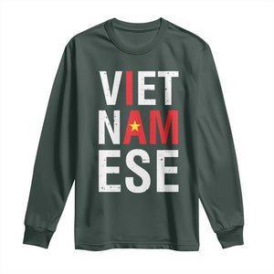 I Am Vietnamese Long Sleeve Shirt Viet Nam Flag Pride TS09 Dark Forest Green Print Your Wear